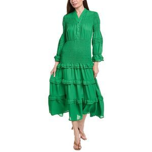 Nancy Yang Womens  Long Sleeve Maxi Dress, Green